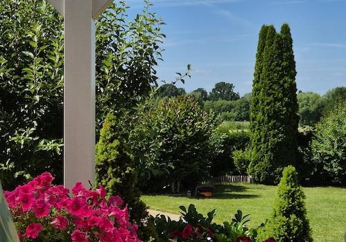 Blick Terrasse in den Garten