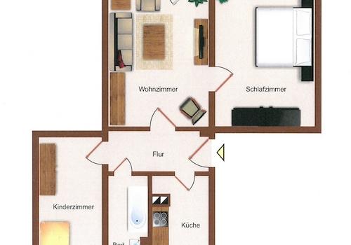 3-RW links mit Balkon