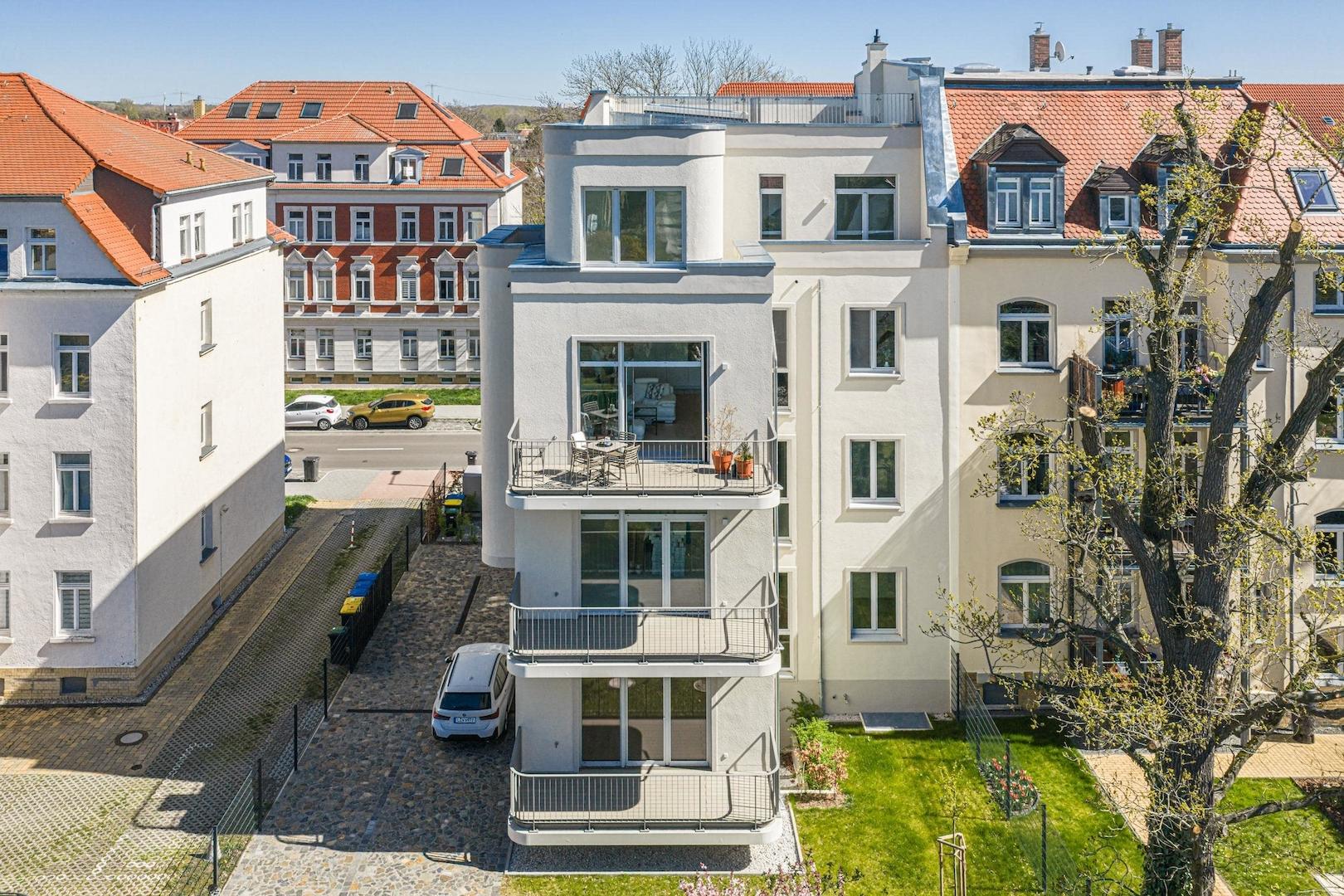 Eigentumswohnung | Luftbild - Gartenseite