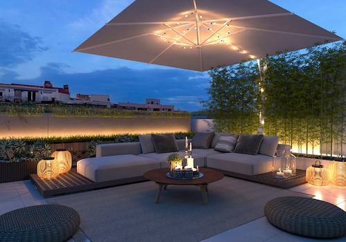 Dachterrasse nachts
