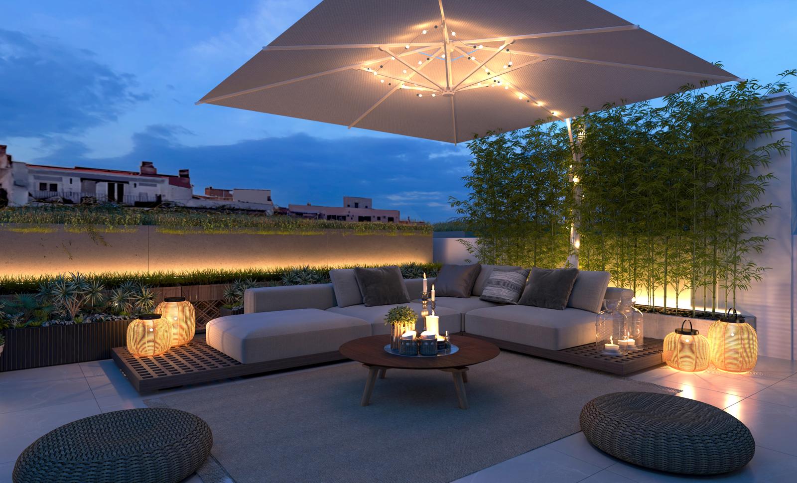 Dachterrasse nachts