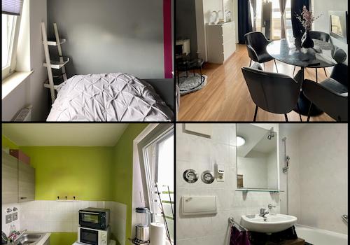 Sclafzimmer, Wohnzimmer, Küche, Bad