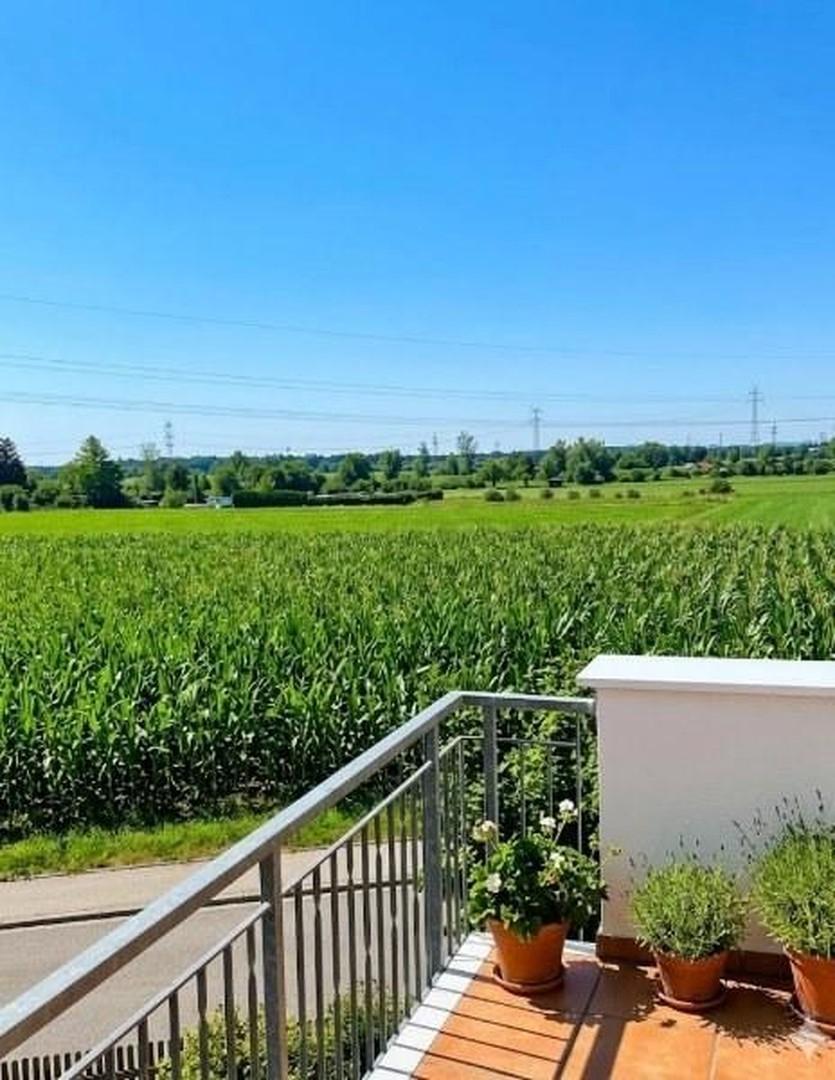 Blick vom Balkon ins Grüne