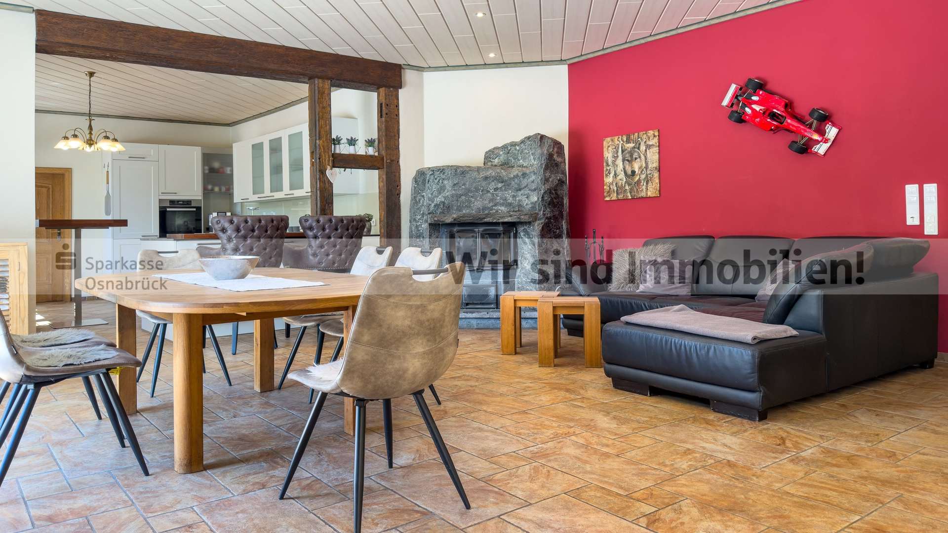 Wohnzimmer mit Kamin Wohnung 1