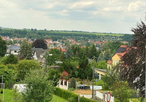 Blick vom Balkon über die Stadt