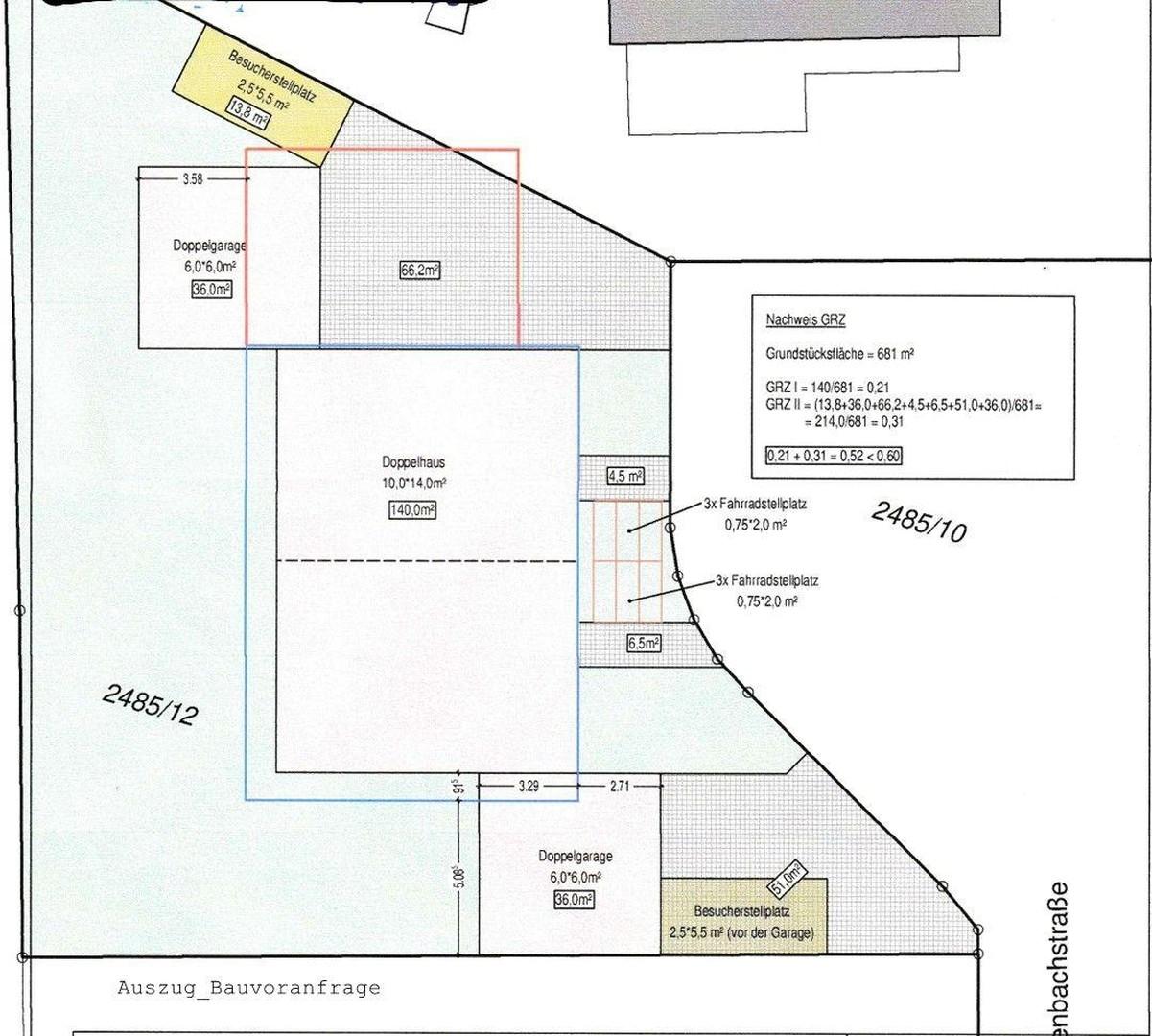 Auszug Bauvoranfrage