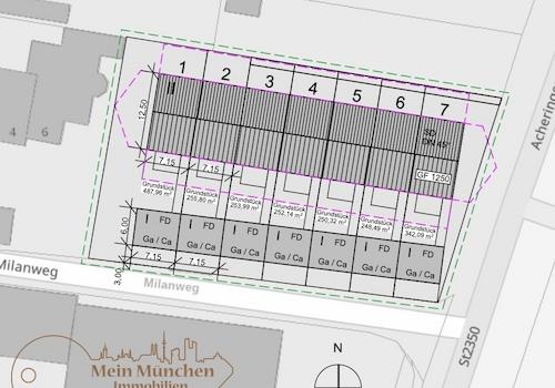 Var.5: Reihenhausbebauung mit 7 Wohneinheiten