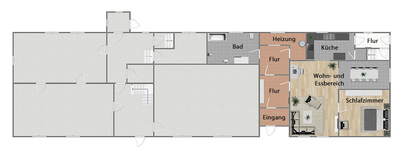 Grundriss Erdgeschoss (nicht maßstabsgetreu)