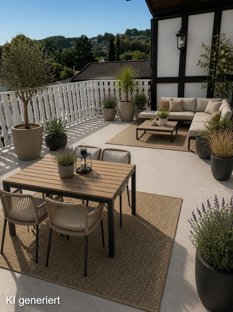 Balkon, KI-möbliert