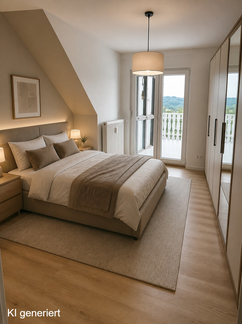 Schlafzimmer, KI-möbliert