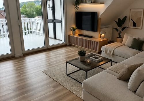 Wohnzimmer, KI-möbliert