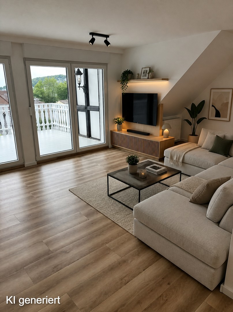 Wohnzimmer, KI-möbliert
