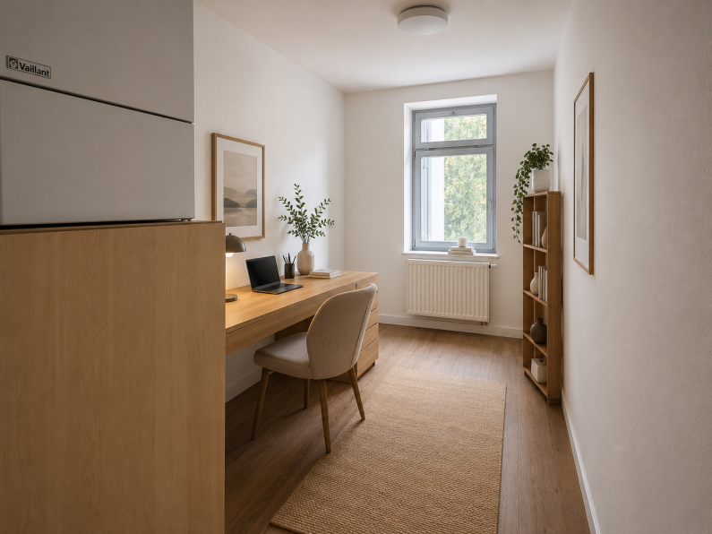 Leipzig - Mockau | Hauswirtschaftsraum/Arbeitszimmer (Möblierung per KI generiert)