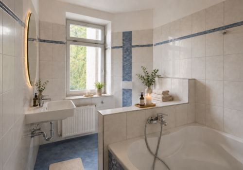 Leipzig - Mockau | Badezimmer 2 (Möblierung per KI generiert)