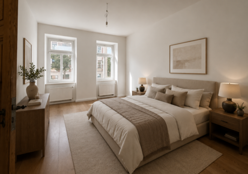 Leipzig - Mockau | Schlafzimmer (Möblierung per KI generiert)