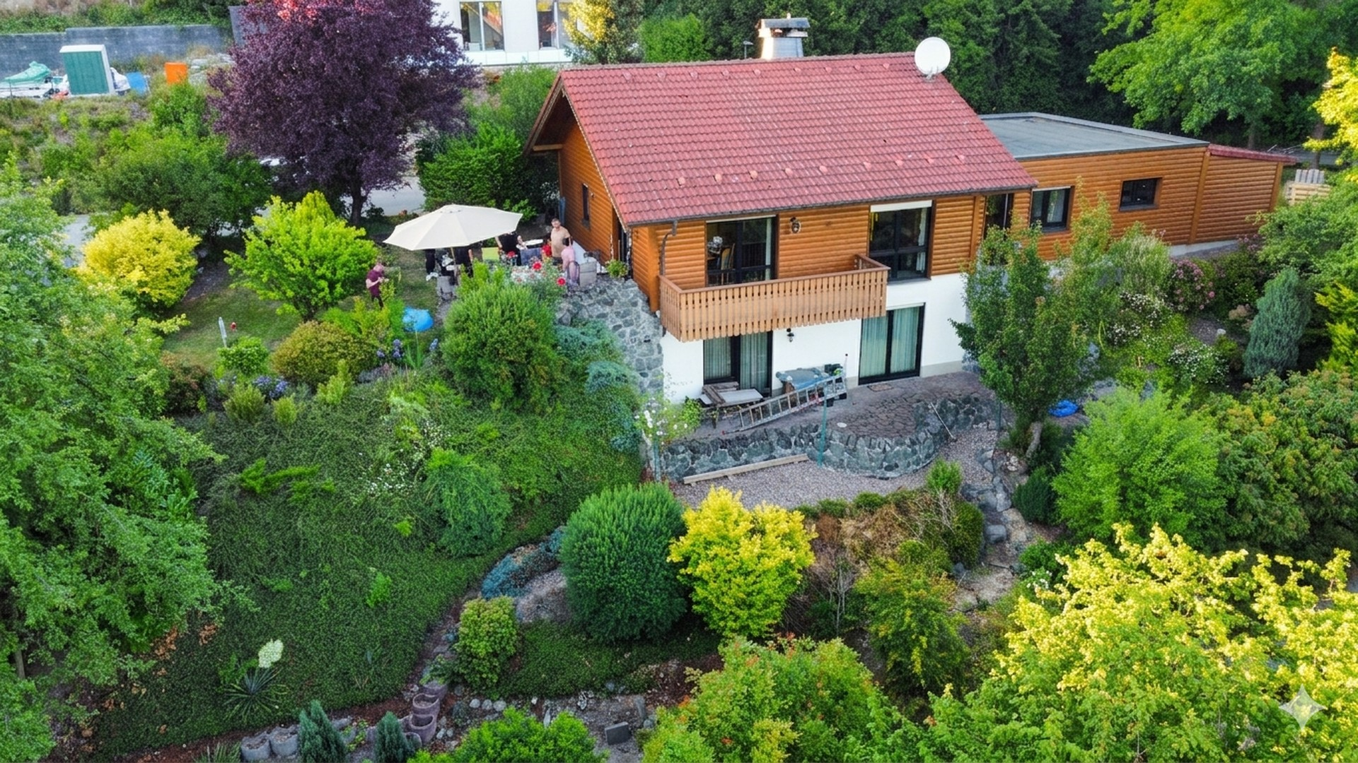 Haus aus Südseite von oben