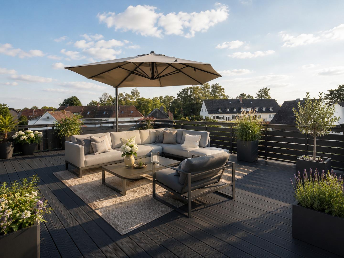 KI generiertes Renovierungsbeispiel für die Dachterrasse