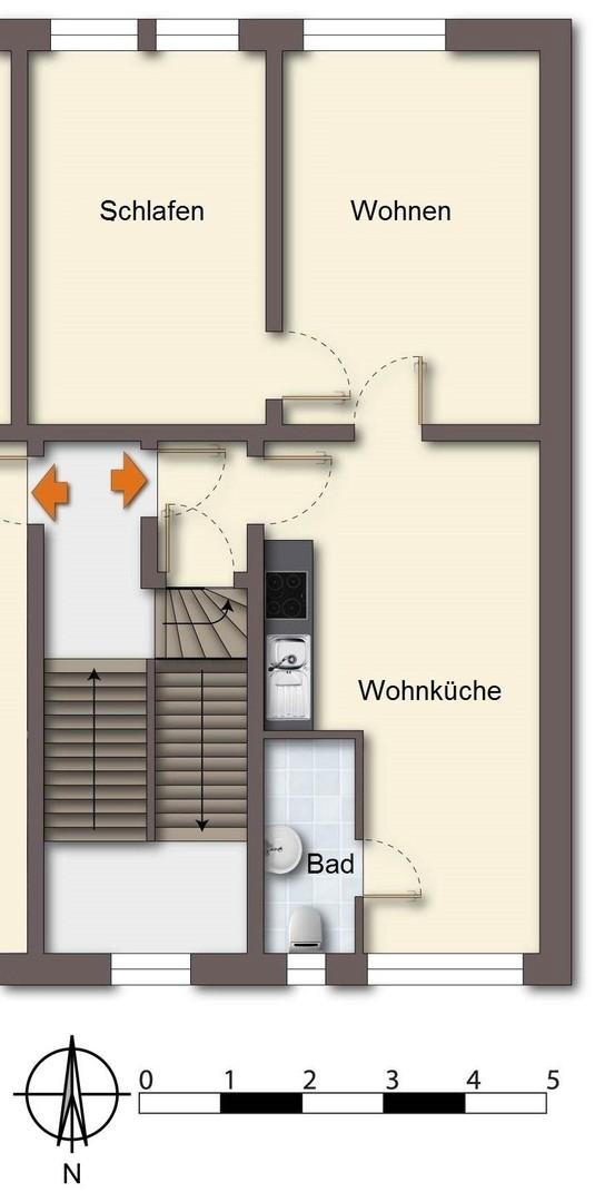 Grundriss WE 3 & WE 5 = 50qm
