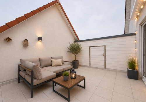 Südterrasse mit Dekobeispiel