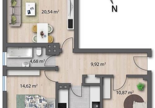 Grundriss m. Bsp.Möblierung