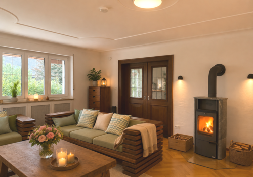 Wohnzimmer mit Kaminofen