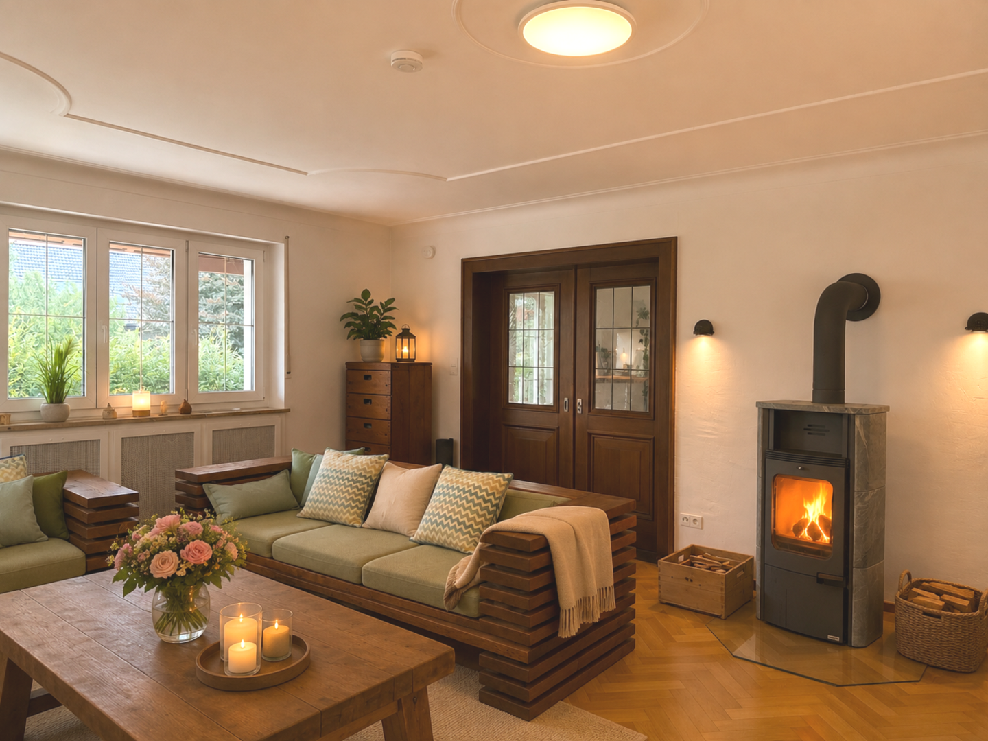 Wohnzimmer mit Kaminofen