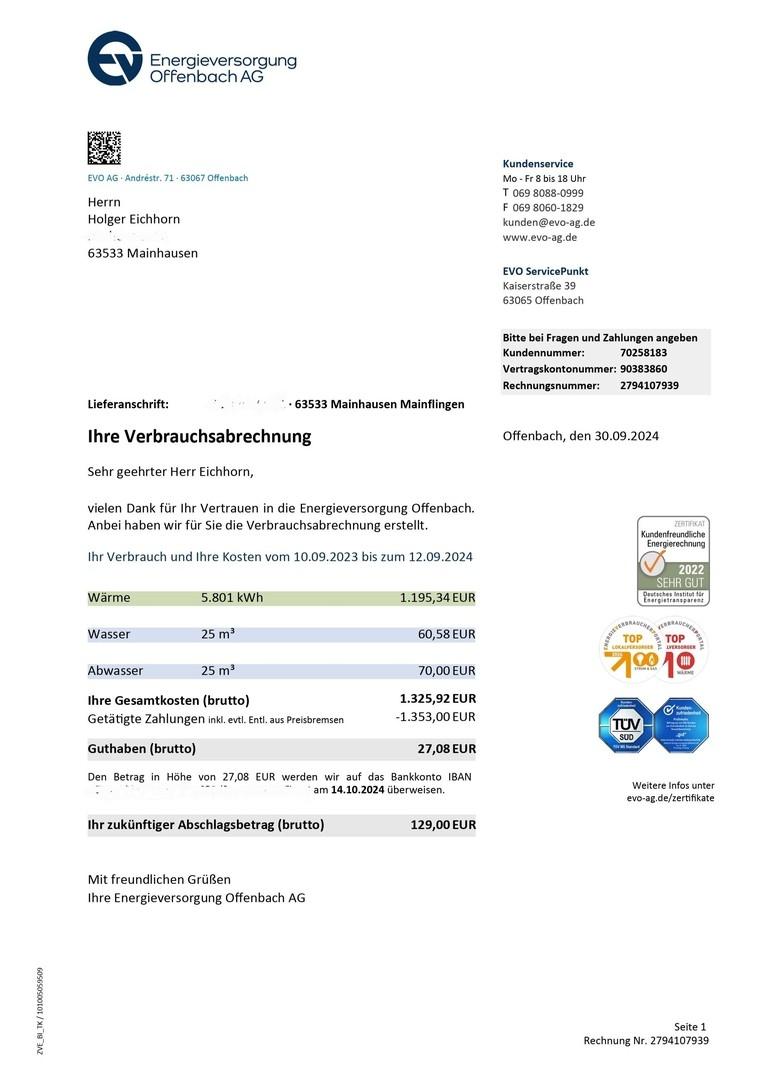 Abrechnung 2024