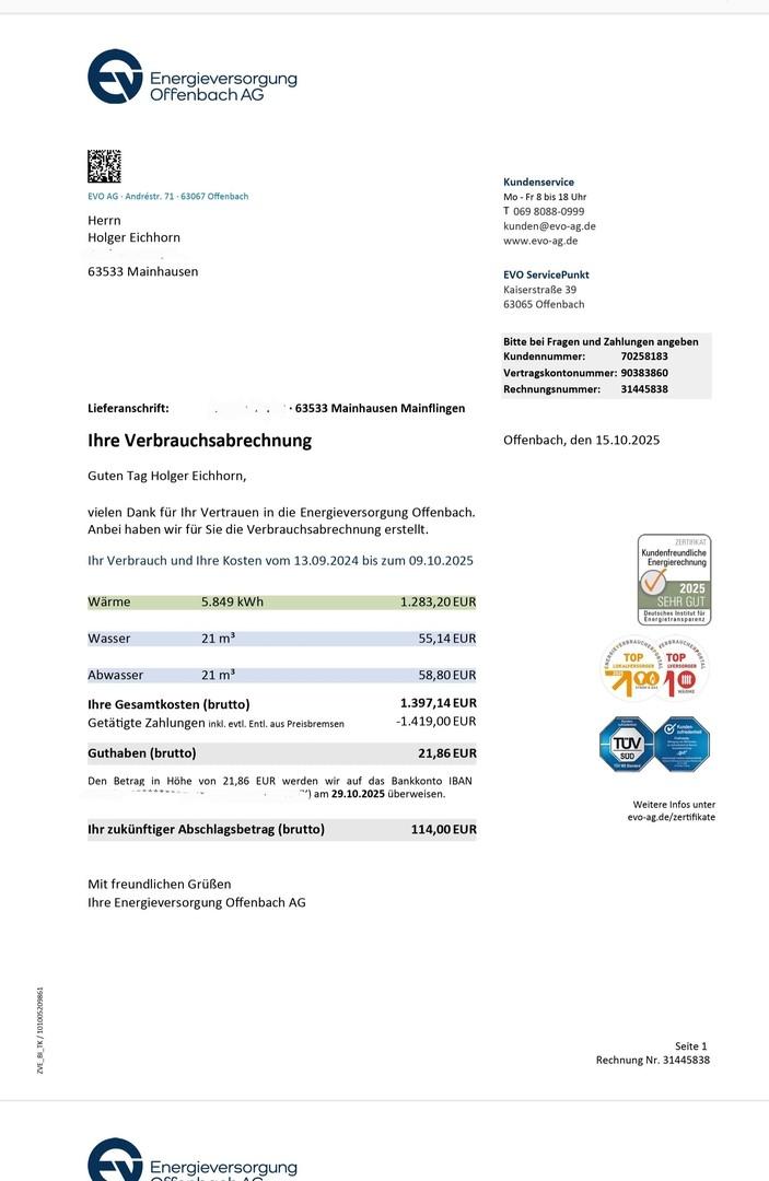 Abrechnung 2025