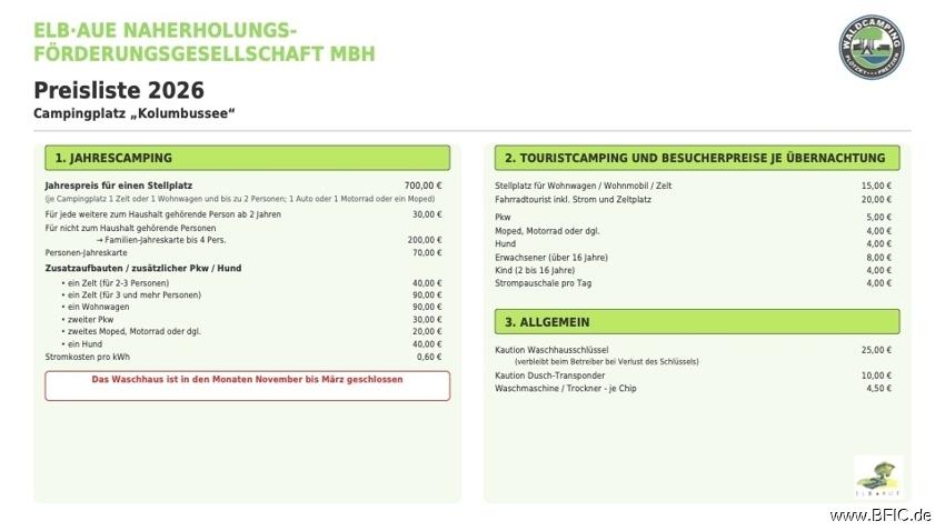 Preisliste 2026