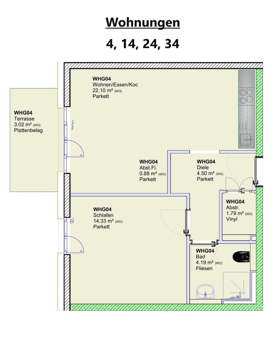 Wohnungen 4, 14, 24, 34