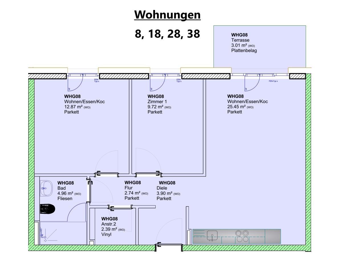 Wohnungen 8, 18, 28, 38