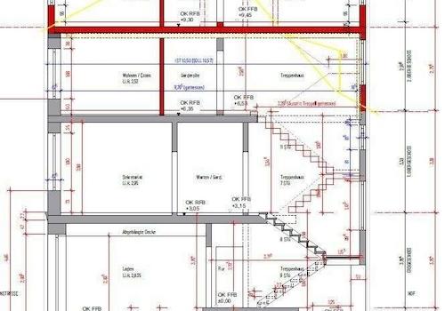 Bauantrag Schnitt Vorderhaus Dachausbau