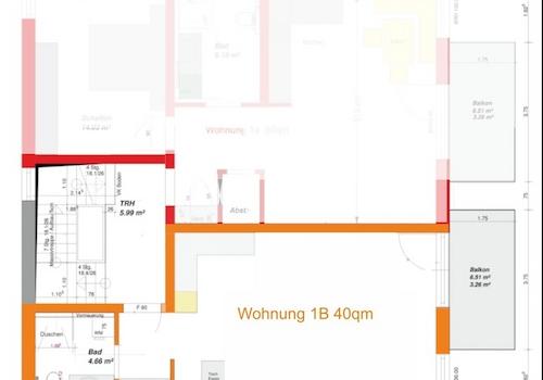Grundriss 40 qm orange!