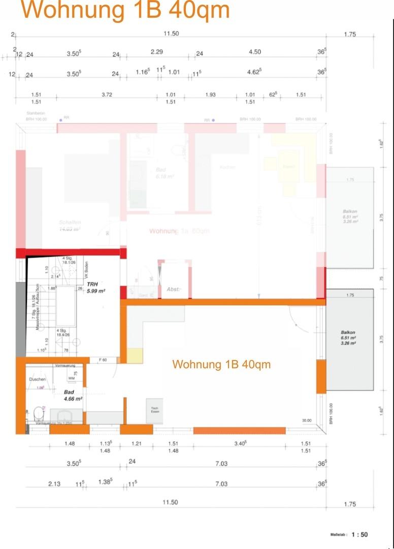 Grundriss 40 qm orange!