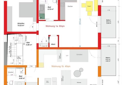Grundriss 40 qm orange