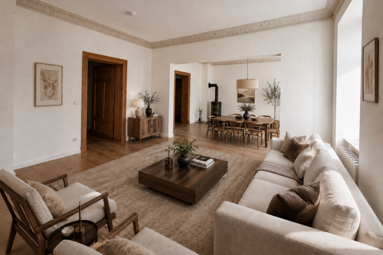 Mehrfamilienhaus | Wohnzimmer - 1.OG (KI generiert)