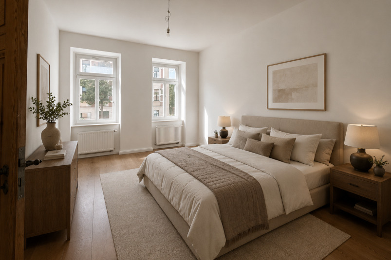 Mehrfamilienhaus | Schlafzimmer - 1.OG (KI generiert)