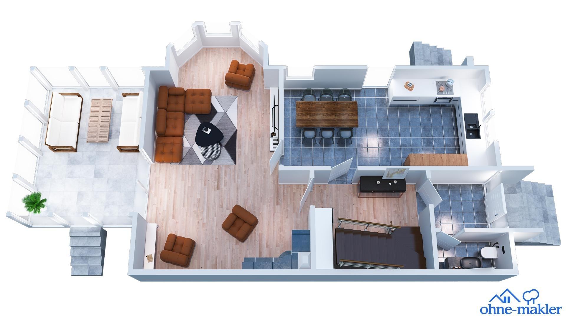 3D-Grundriss Erdgeschoss