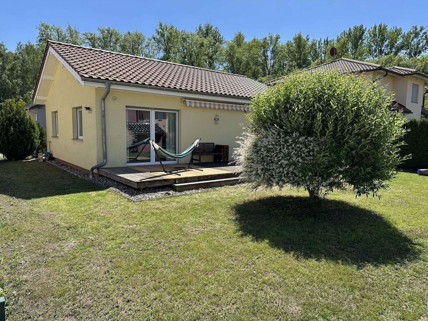 Garten mit Baum und Terrasse