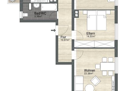 Grundriss Etagenwohnungen Links