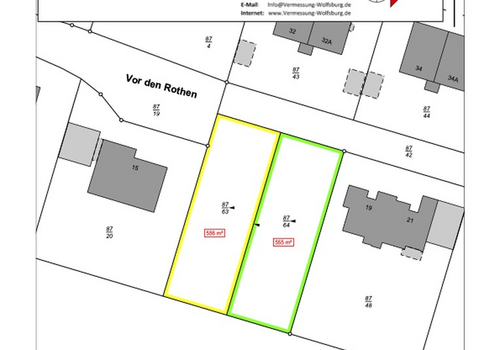 Teilungsplan 556 & 555 m²