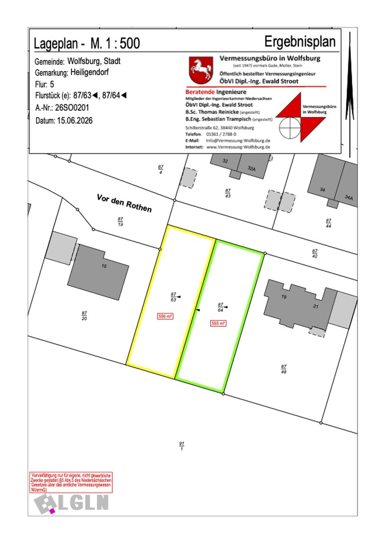Teilungsplan 556 & 555 m²