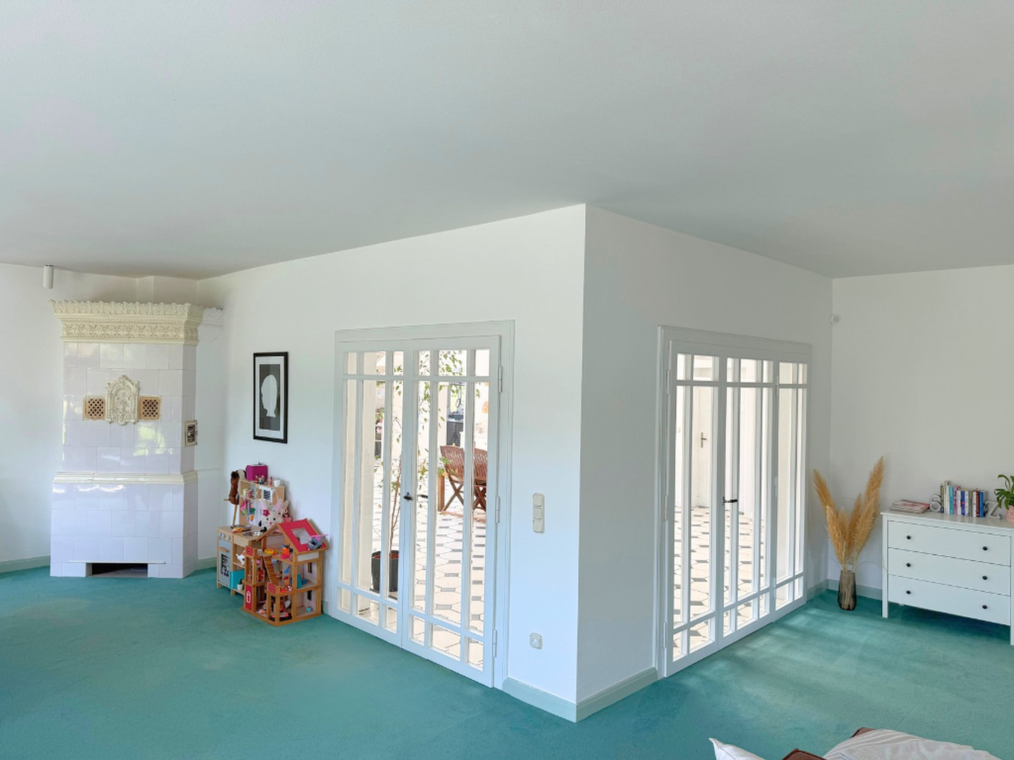 Wohnzimmer und Kachelofen