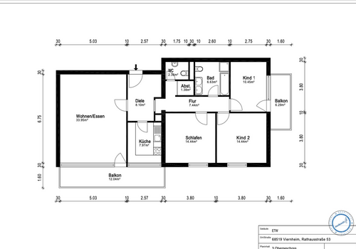 Grundriss 2D mit Maßen 