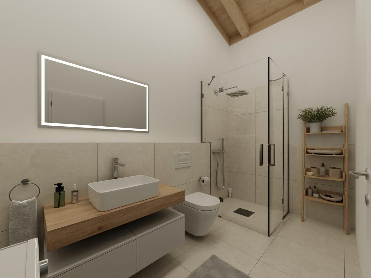 Das Badezimmer mit Walk-In-Dusche