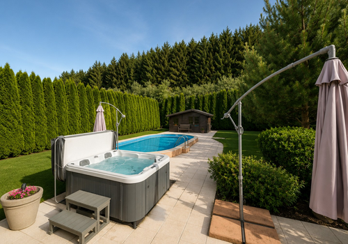 Garten mit Pool und Whirlpool