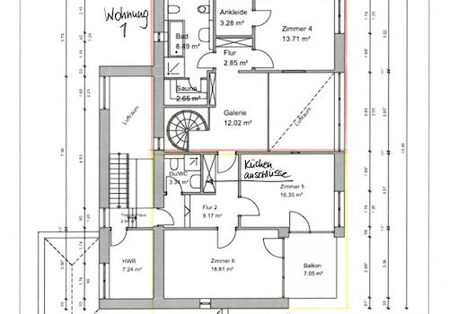 Grundriss Obergeschoss (Wohnungen 1 und 2)