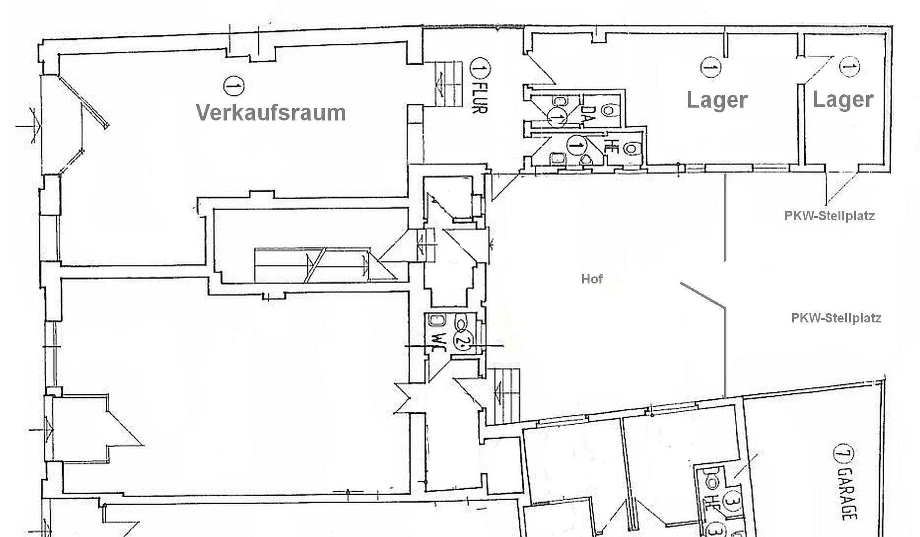Verkaufsraum + 2 Lager