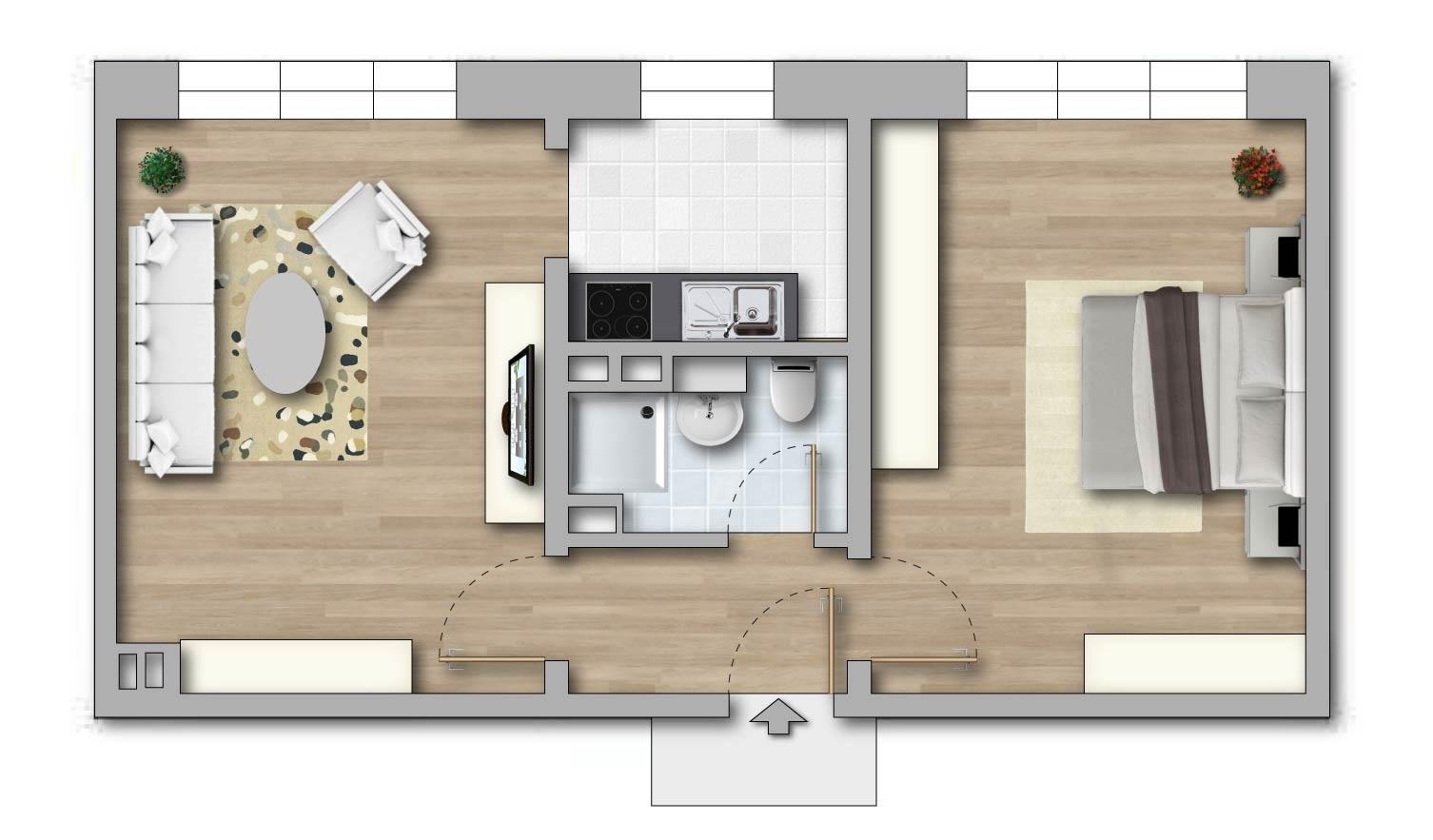 Standardgrundriss Mittelwohnung