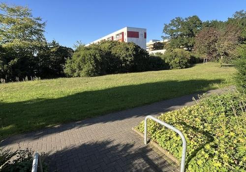 Rückseite Gebäude mit Grünfl.